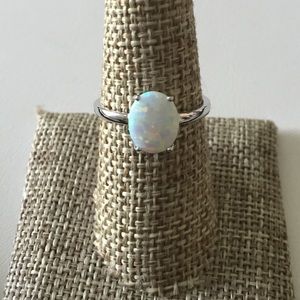 Beautiful Lab Opal Sterling Silver Ring 925